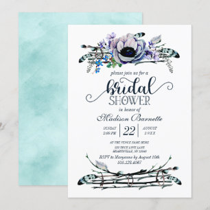 Invitation Faire part de bapteme chic bohème vert menthe et m
