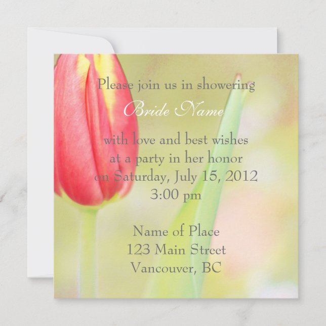 Invitation faire part de bapteme de mariage tulipe rouge (Devant)