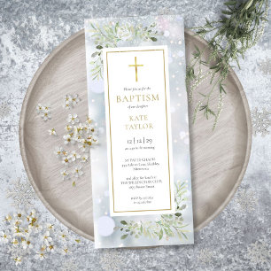 Invitation Faire part de baptême ou de christening hivernal a