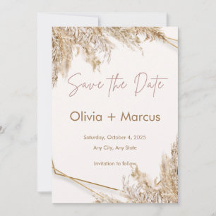 Invitation Faire part de boho Pampas à date fixe   Beige neut
