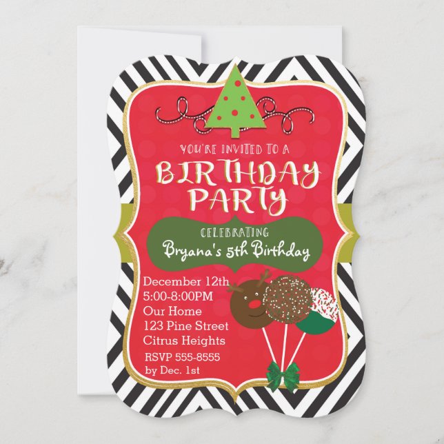 Invitation Faire part de Cake pops pour fête d'anniversaire d (Devant)