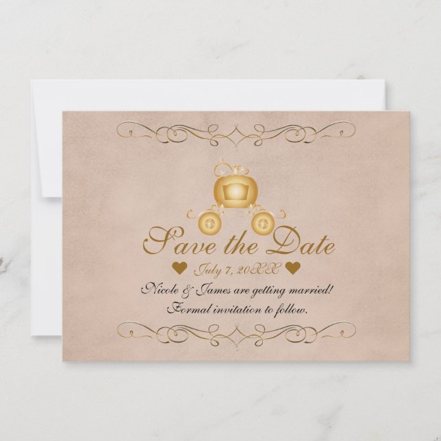 Invitation Faire part de Cendrillon Carrosse de Princesse en  (Devant)