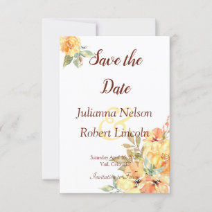 Invitation Faire part de conservation floral aquarelle orange