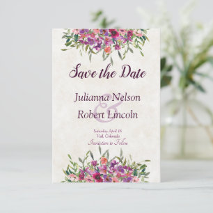 Invitation Faire part de date à retenir avec fleurs sauvages 