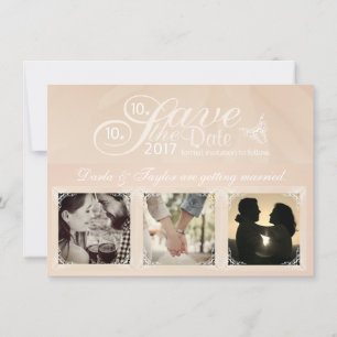 Invitation Faire part de date de blush avec monogramme