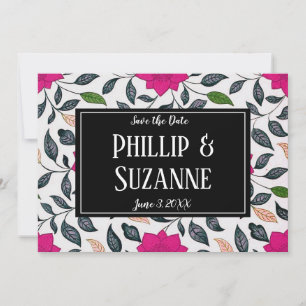 Invitation Faire part de date de mariage à motif floral rose