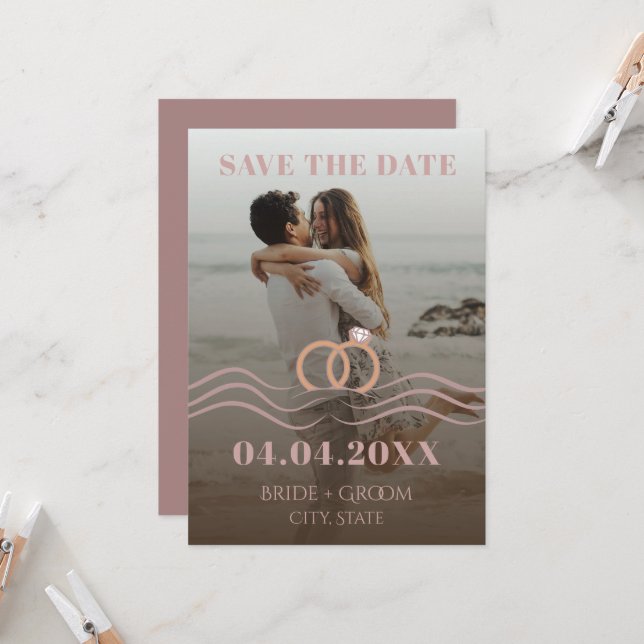 Invitation Faire part de date de mariage à photo à dégradé mo (Devant/Arrière en situation)