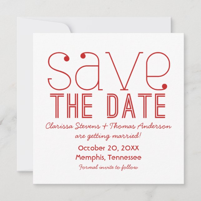 Invitation Faire part de date de mariage à typographie tendan (Devant)