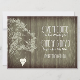 Invitation Faire part de date de mariage avec arbre rustique 
