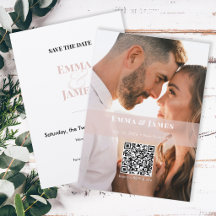 Faire part de date de mariage photo Ampersand rose