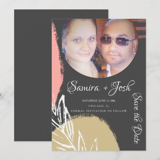 Invitation Faire part de date de mariage photo botanique abst (Devant / Derrière)