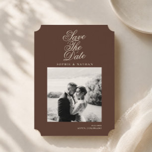 Invitation Faire part de date de mariage photo marron chocola