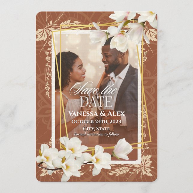 Invitation Faire part de date de photo florale  (Devant)