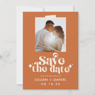 Invitation Faire part de date de rétention de photo orange ré