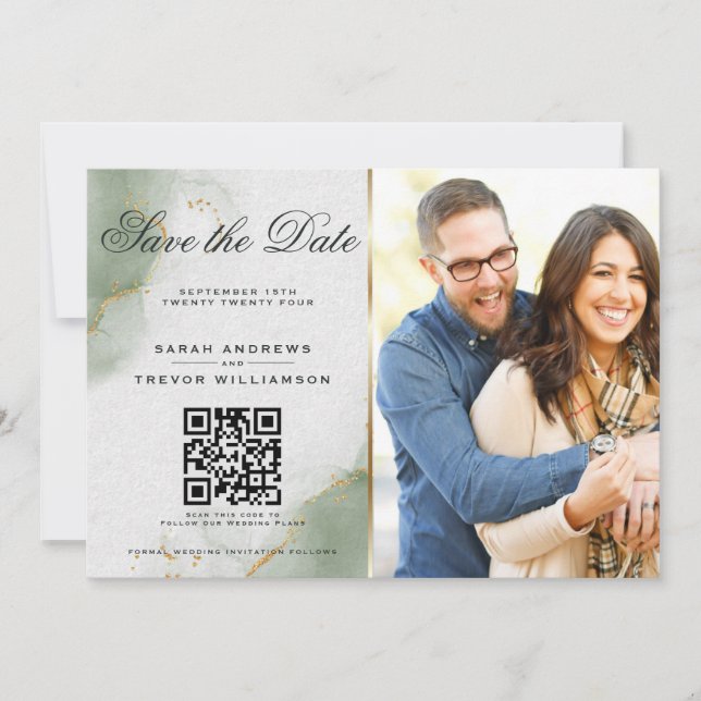Invitation Faire part de date de sauvegarde photo & code QR d (Devant)