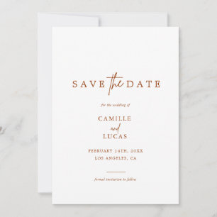 Invitation Faire part de date de Terracotta rouille orange br