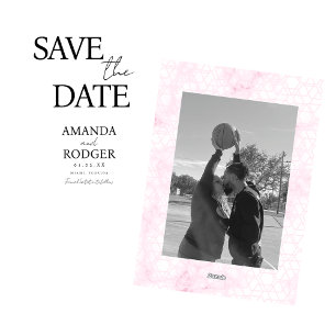 Invitation Faire part de date moderne rose noir blanc