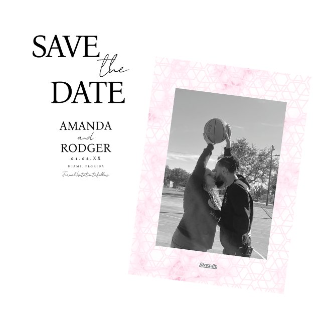 Invitation Faire part de date moderne rose noir blanc (Créateur téléchargé)