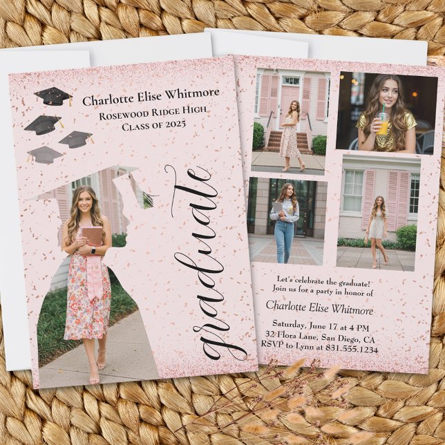 Invitation Faire-part de diplômes modernes | Photo (Graduation invitations and announcements card with photo, personalized,fully custom graduation card )
