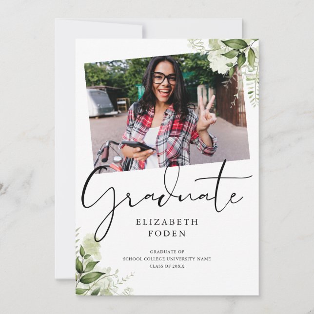 Invitation Faire part de fin d'études Rustic Greenery 2 Photo (Devant)