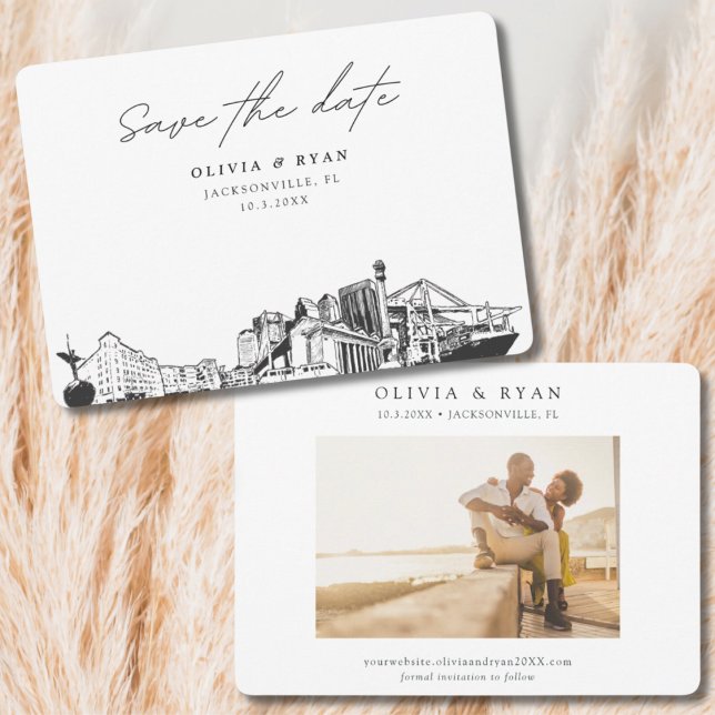 Invitation Faire part de mariage à Jacksonville avec vue du c (Jacksonville Florida Wedding Save the Date
)