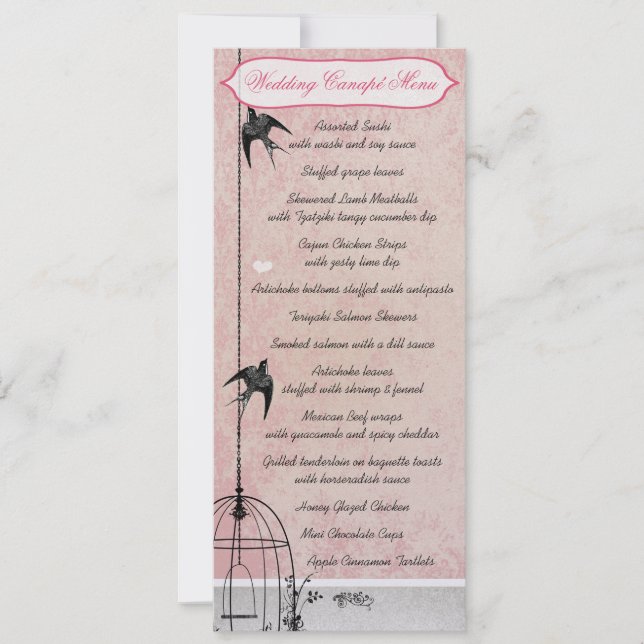Invitation Faire part de mariage à la cage à oiseaux en rose  (Devant)