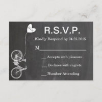 Faire part de mariage à la craie R.S.V.P. vélo et
