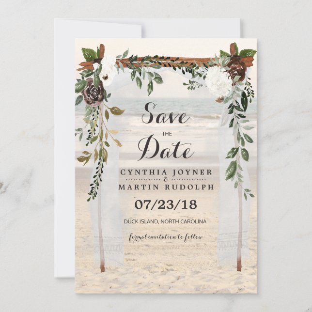 Invitation Faire part de mariage à l'arbor Beach Save the Dat (Devant)