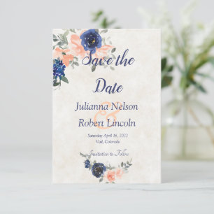 Invitation Faire part de mariage à motif floral aquarelle ble