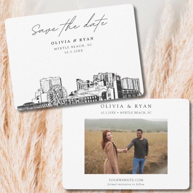 Invitation Faire part de mariage à Myrtle Beach avec vue sur  (Myrtle Beach Florida Wedding Save the Date Invitation)