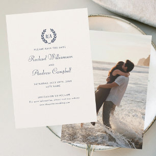 Invitation Faire part de mariage à photo Monogramme, date de