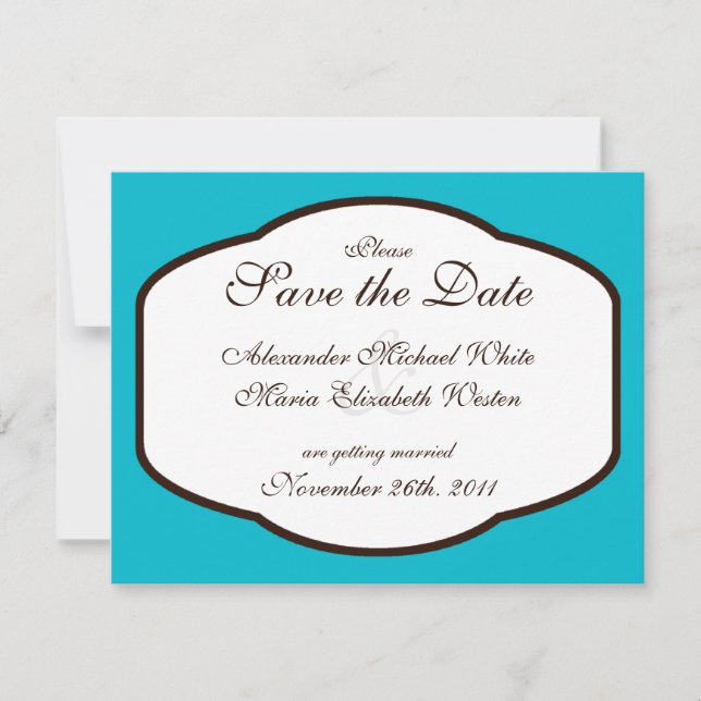 Invitation Faire part de mariage Aqua Brun & Blanc (Devant)