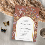 Invitation Faire-part de mariage Arch Terracotta<br><div class="desc">Invitation à l'huile de Faire-part de mariage en terre cuite. Cette invitation à la feuille mariage en arc de bouho élégante et élégante présente de magnifiques fleurs sauvages aquarelles peints à la main, disposés comme un cadre magnifique. Le dos comprend un beau bouquet de coordination avec un monogramme pour la...</div>