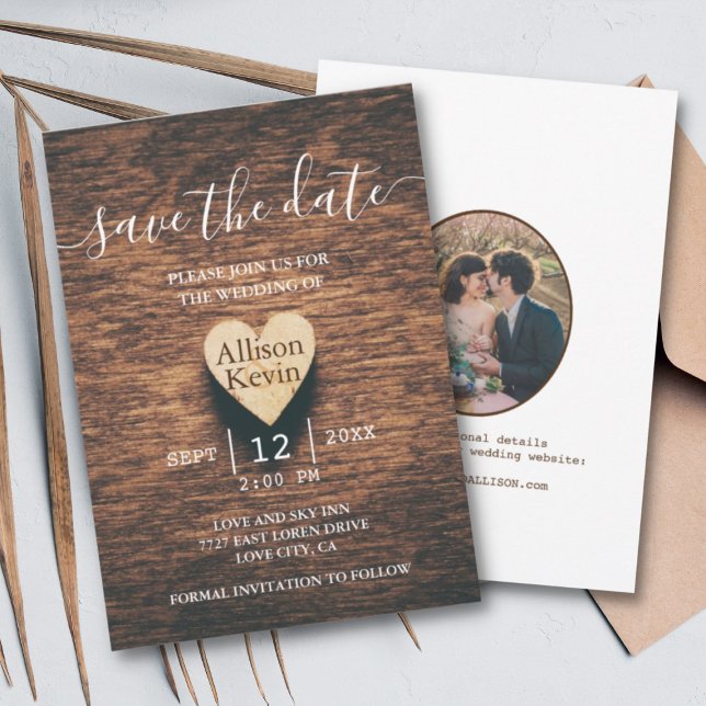 Invitation Faire part de mariage automnal en bois rustique (Créateur téléchargé)