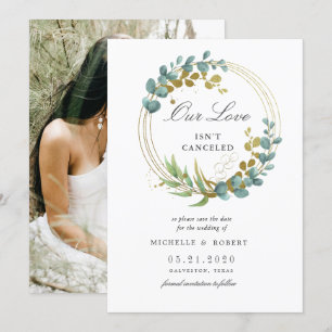 Invitation faire part de mariage avec feuilles d'eucalyptus d