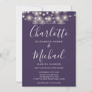 Invitation Faire part de mariage avec guirlande de lumières v