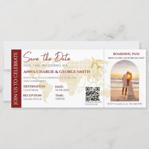 Invitation Faire part de mariage avec photo Ticket Save The D