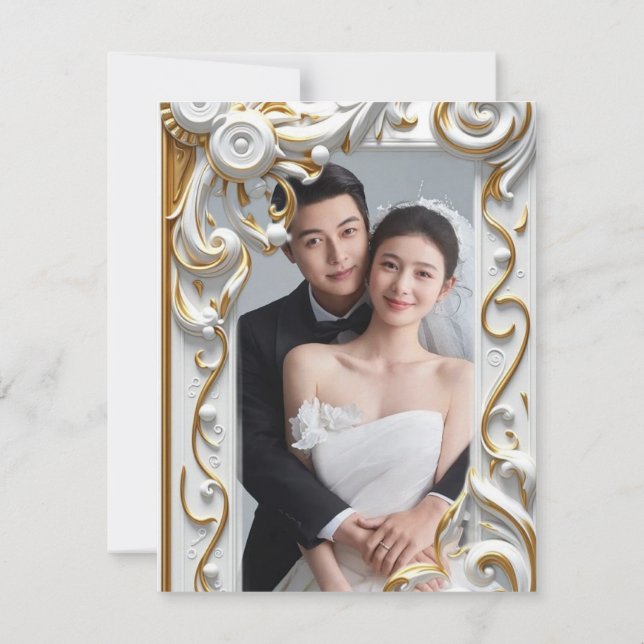 Invitation "Faire-part de mariage botanique doré élégant" - F (Dos)