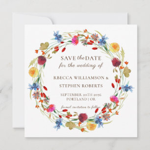 Invitation Faire part de mariage champêtre avec fleurs sauvag