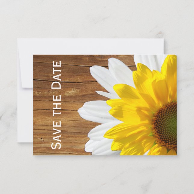 Invitation Faire part de mariage champêtre avec tournesol mar (Dos)