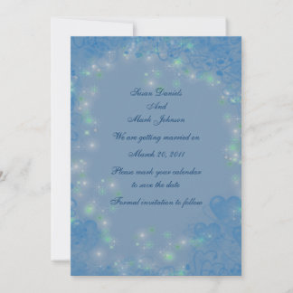 Invitation Faire part de mariage coeurs bleus lumières scinti