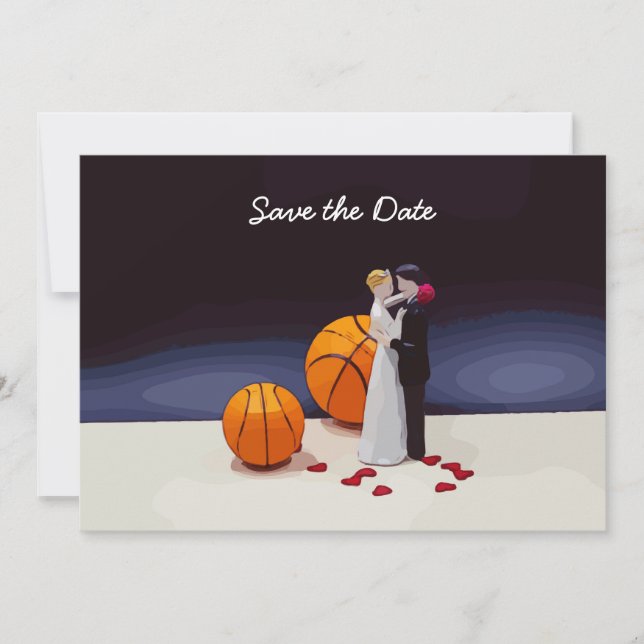 Invitation Faire part de mariage de basket-ball avec les mari (Devant)