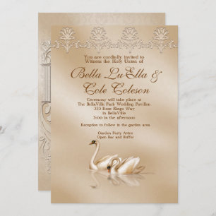 Invitation Faire-part de mariage de cygne
