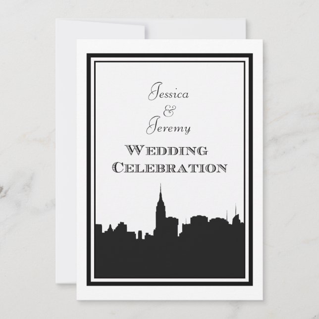 Invitation Faire part de mariage DIY silhouette de la skyline (Devant)