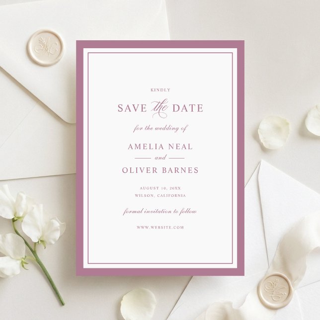 Invitation Faire part de mariage élégant cadre mauve (Créateur téléchargé)