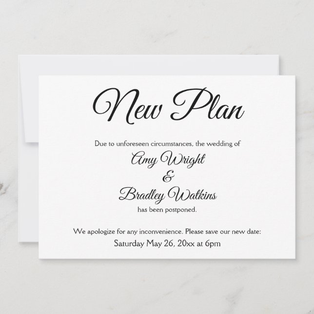 Invitation "Faire-part de mariage élégant remis à plus tard s (Devant)
