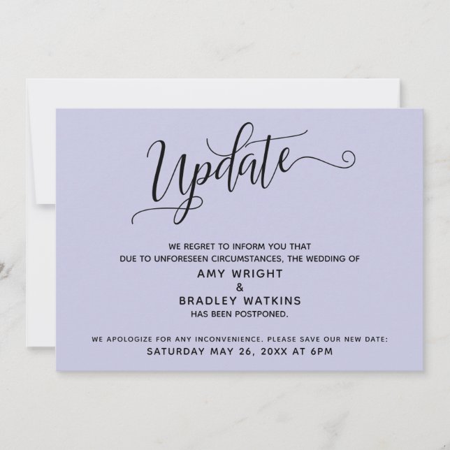 Invitation Faire part de mariage élégant remis Lavande (Devant)