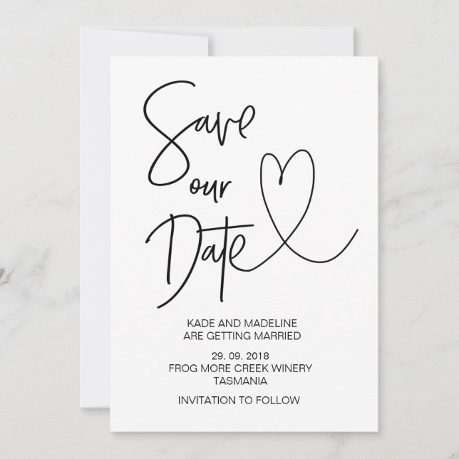 Invitation Faire Part de Mariage Enregistrez Notre Date (Devant)