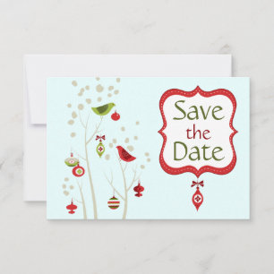 Invitation Faire part de mariage Noël Oiseaux d'hiver