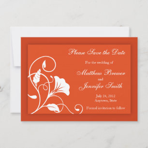 Invitation Faire part de mariage Orange Custom Save the Date